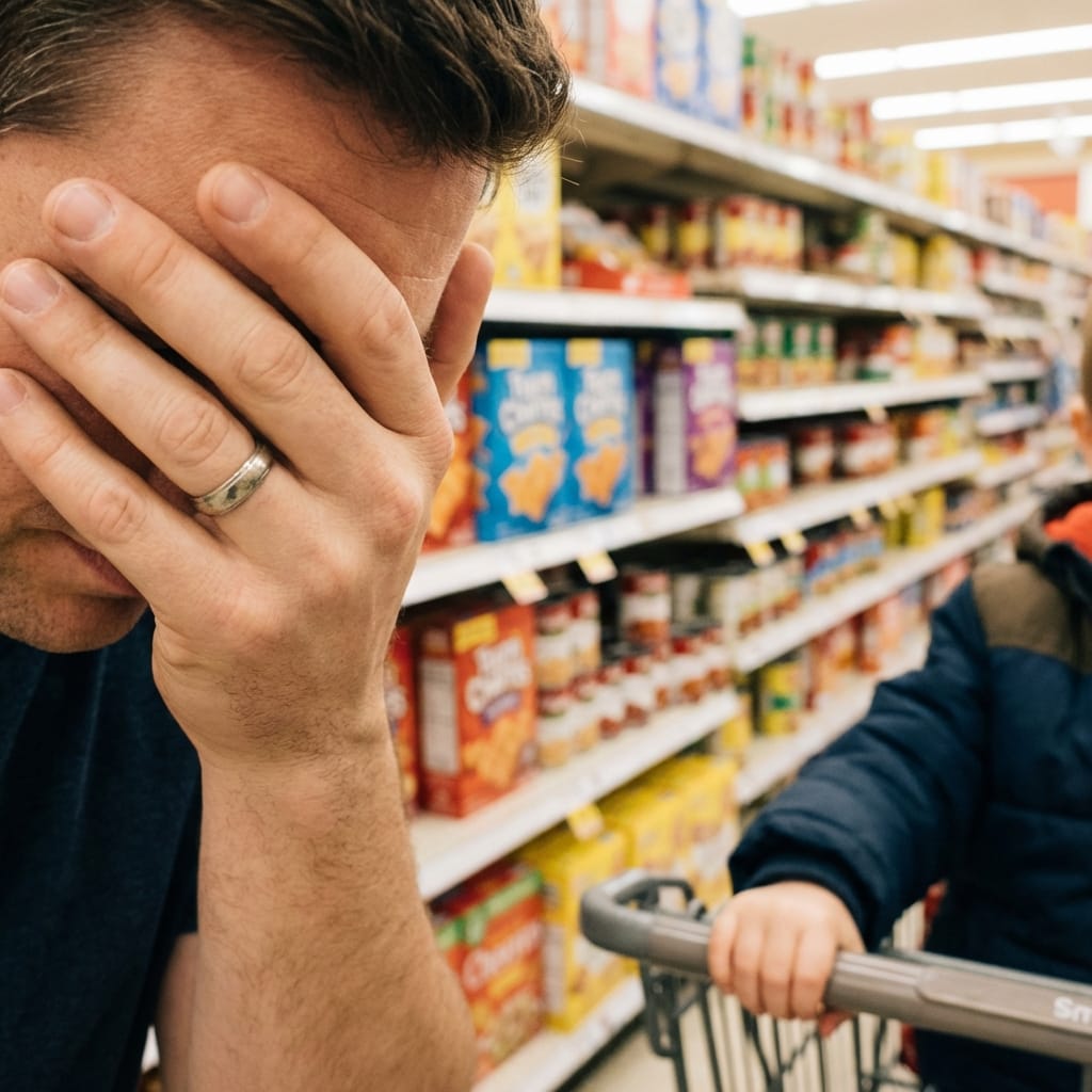 Szülő a boltban szégyenkezve - nyilvános hiszti